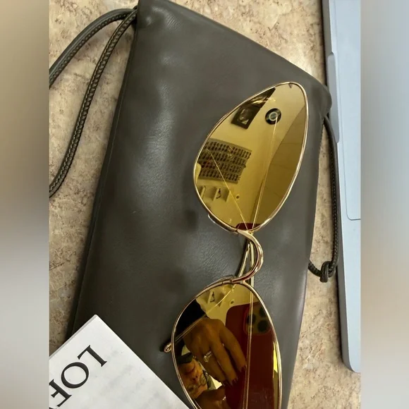 Loewe | Accessories | Gold Aviator Sunglasses With Case  display picture 2